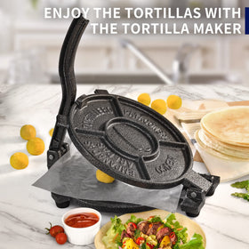 ARC Tortilla Press cast iron finish highlights durable, rustproof construction for daily use