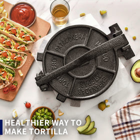 ARC Tortilla Press parchment paper included for non-stick prep and quick cleanup