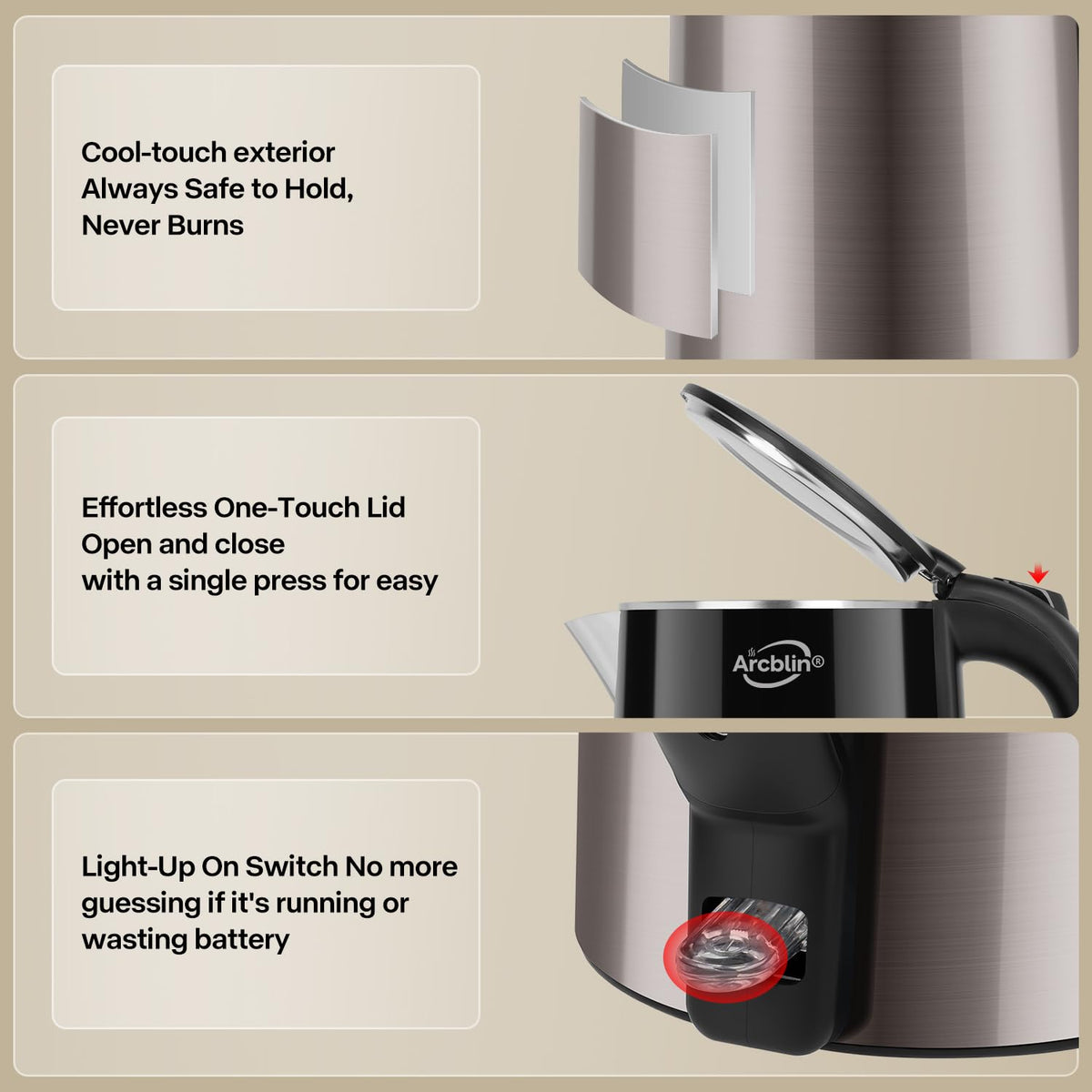 Arcblin kettle gold finish adds modern style to the kitchen