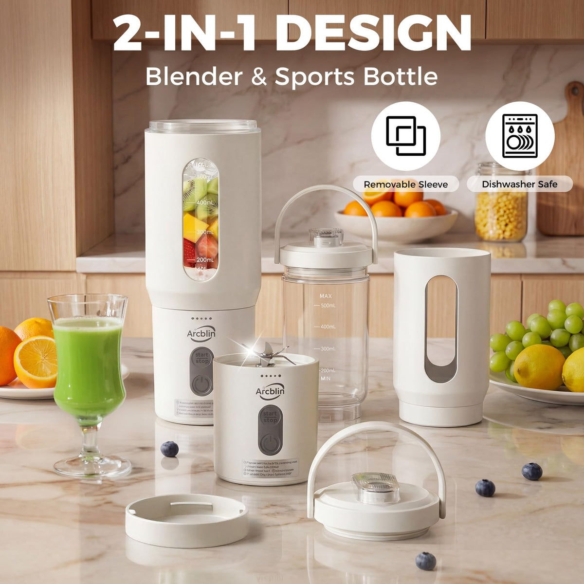 Arcblin USB-C rechargeable mini blender ready for gym or office shakes