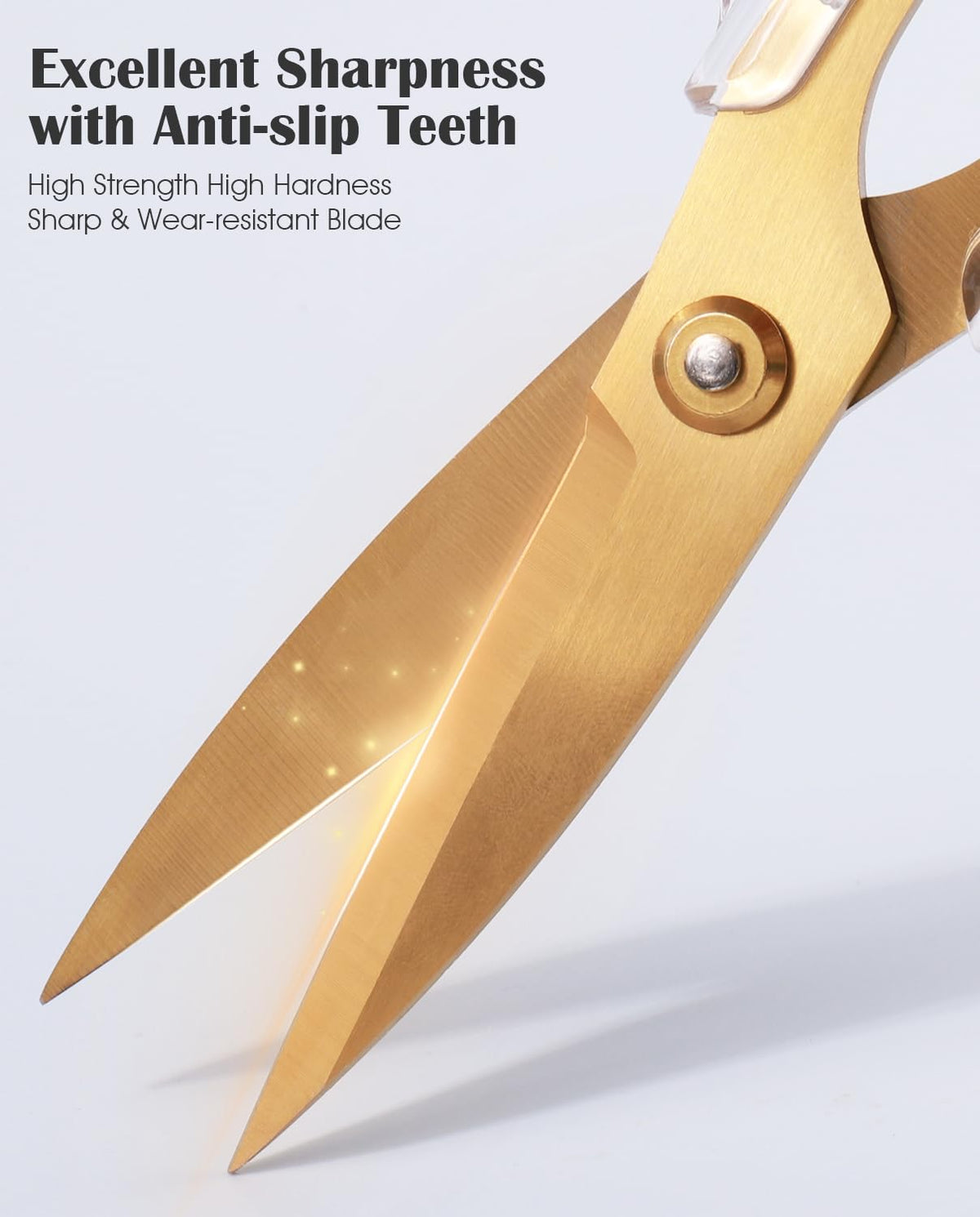 ARCHIKING 7.7-inch kitchen shears acrylic handle closeup with ergonomic grip