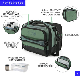 Titan lunch bag with Ultra Safe leak-proof interior lining for easy cleanup
