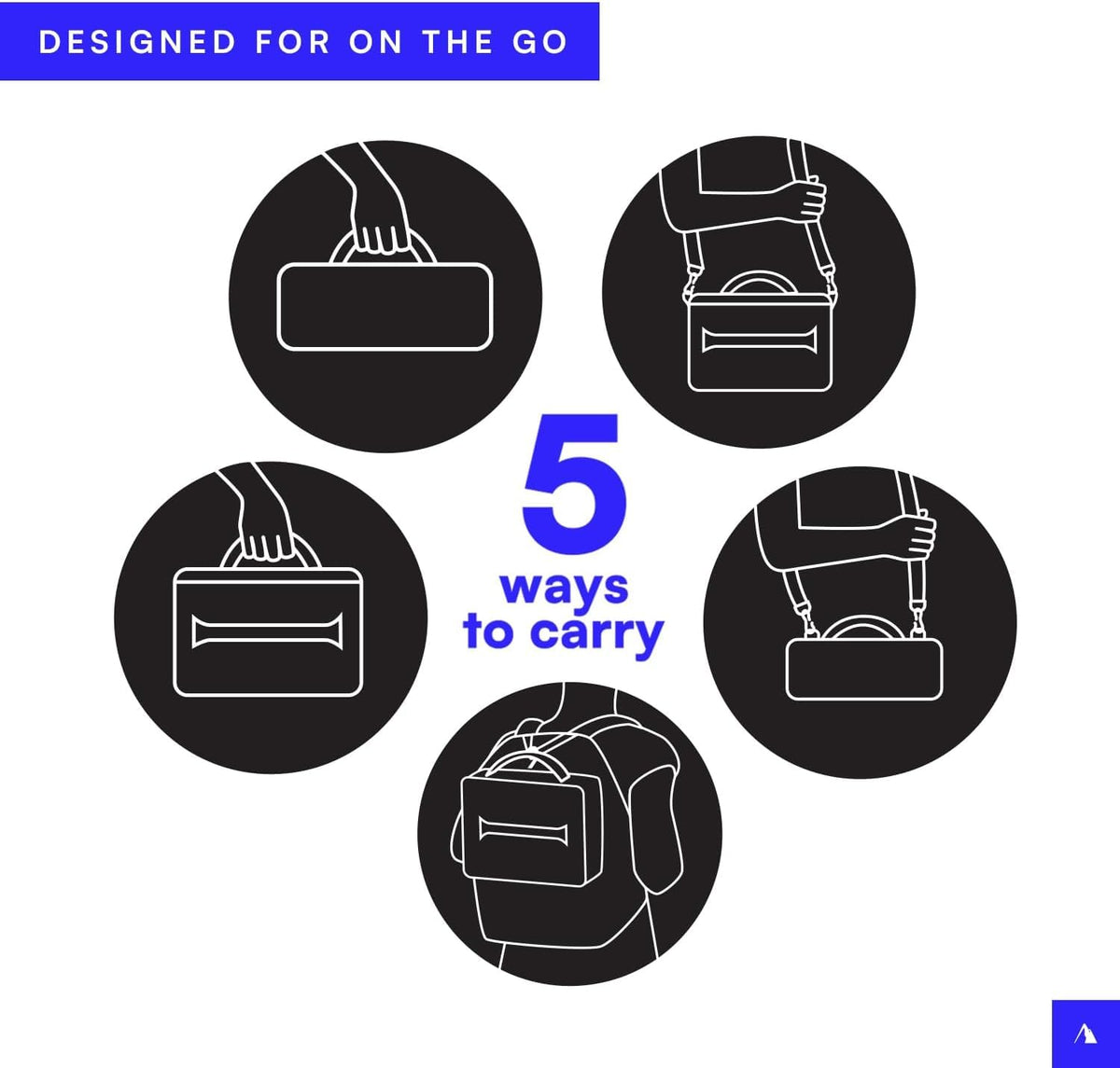 Five carry options on the Arctic Zone Titan with padded handles and a shoulder strap