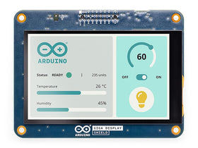 Arduino GIGA Display Shield side view showing slim profile for compact builds.