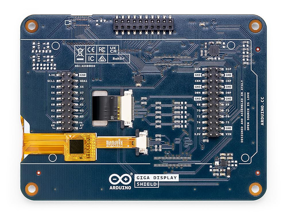 Arduino GIGA Display Shield touch screen close-up emphasizing five-point multitouch.