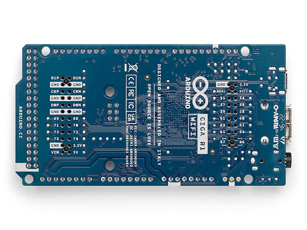 Arduino Giga R1 WiFi flexible I/O for sensors and actuators.
