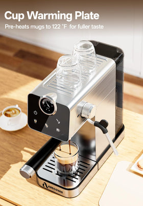 Arecovas espresso machine Americano button for quick long coffee