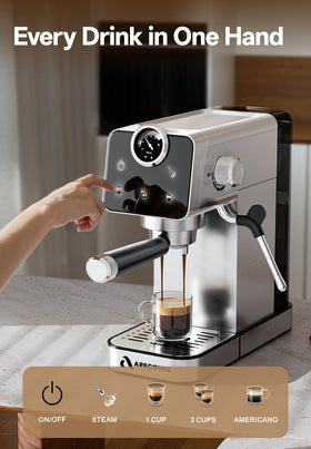 Arecovas steam wand creates creamy milk foam for latte art