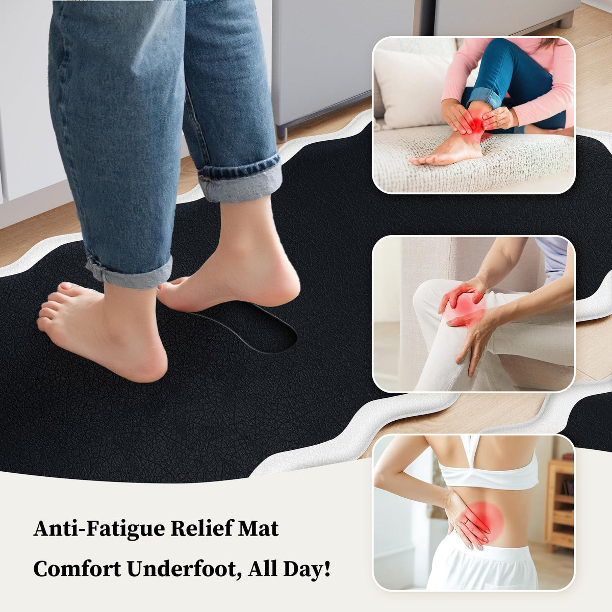 Arenarug anti-fatigue foam surface offers soft standing comfort.