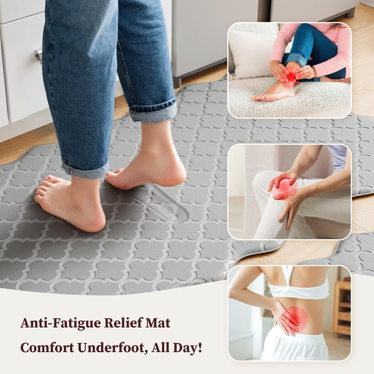 Arenarug anti-fatigue kitchen mat 0.4 inch thickness supports feet during long cooking.