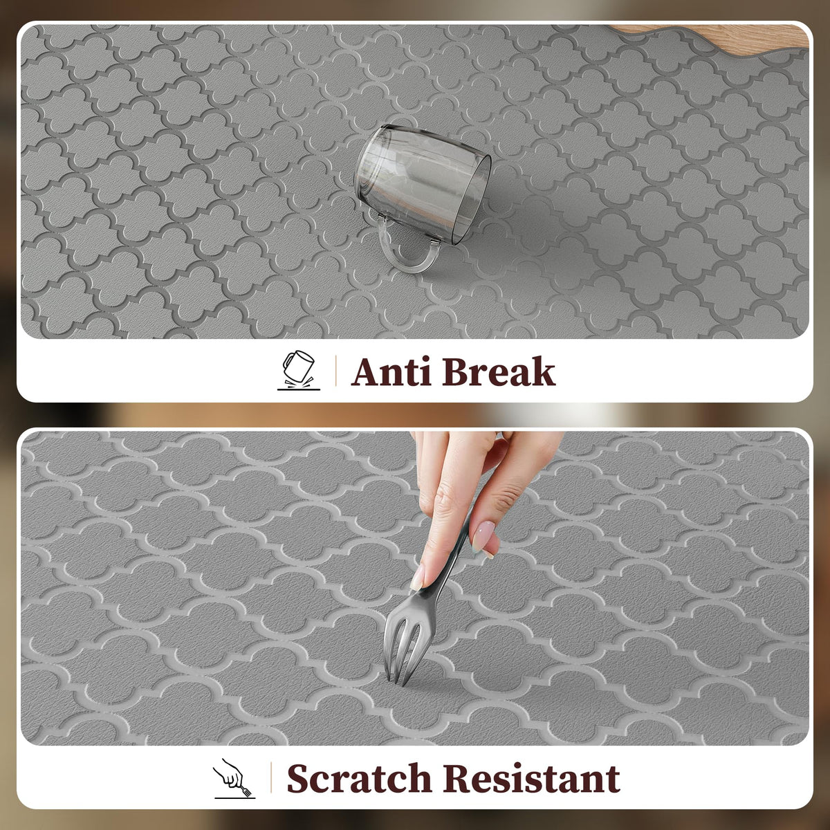 Arenarug easy-clean surface simplifies post-meal tidyups.