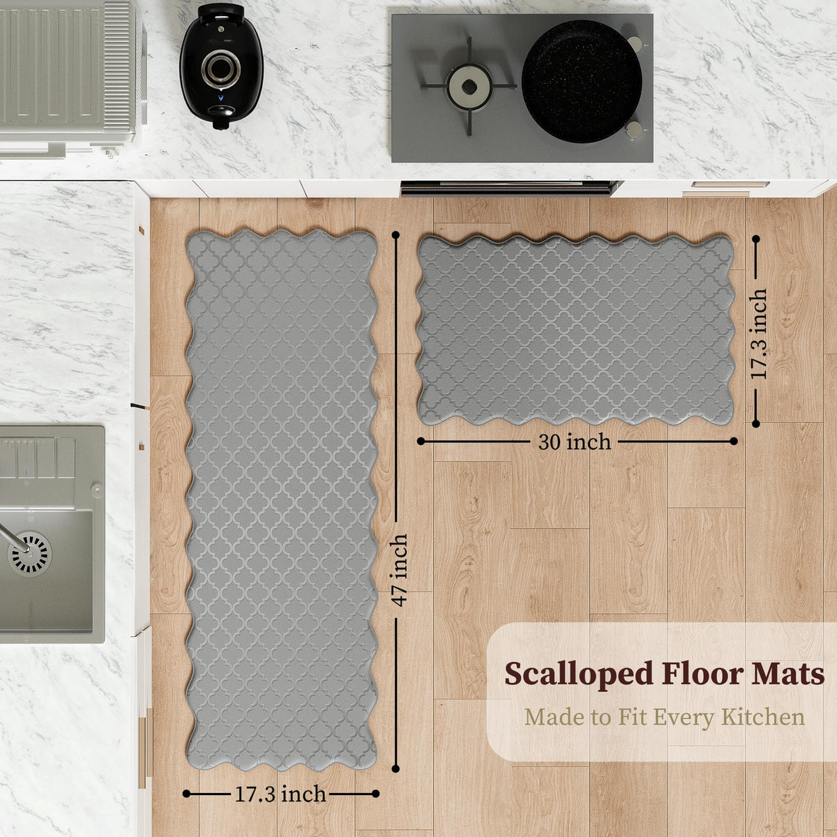 Arenarug kitchen mat for sink and dishwashing tasks provides steady footing.