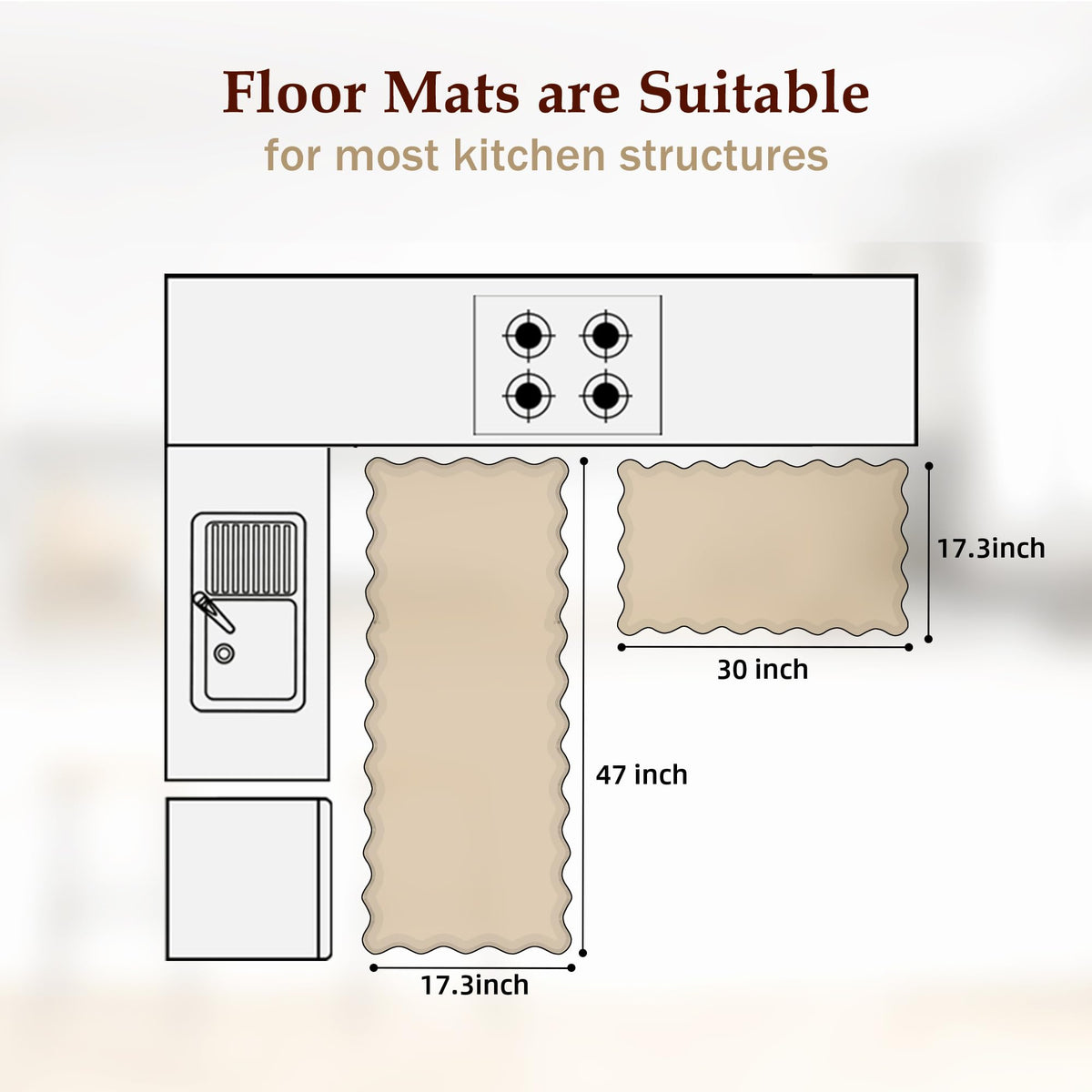 Arenarug floral print mat adds decorative flair with cushioned anti-fatigue surface.