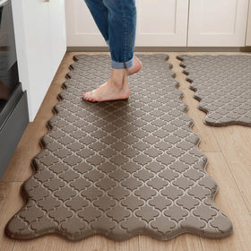 Arenarug upgrade scalloped-edges kitchen mats in brown with cushioned comfort