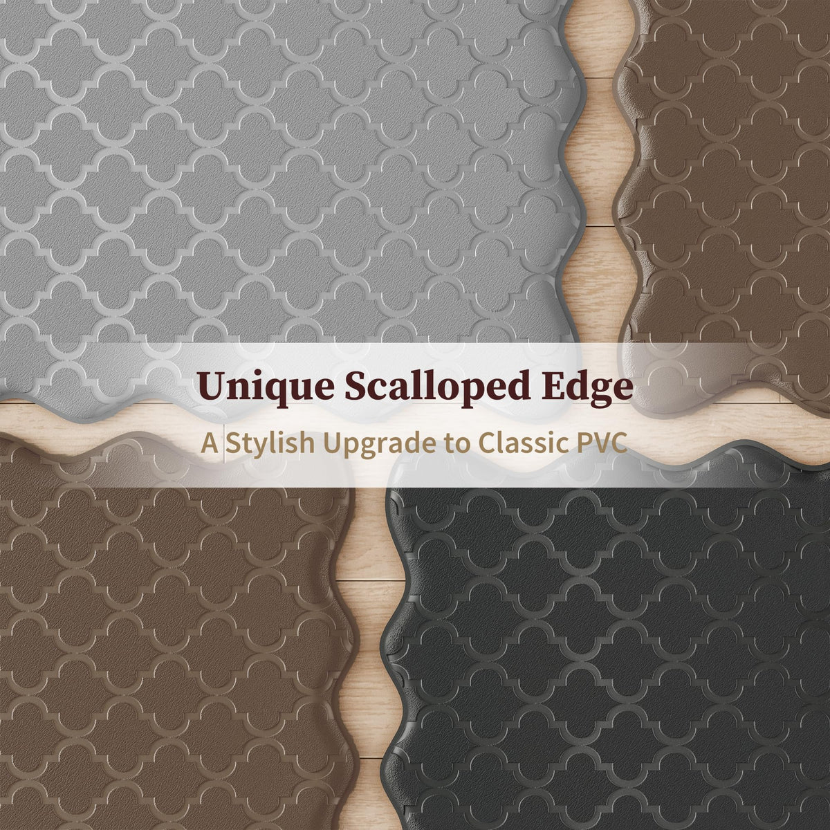Arenarug upgrade scalloped 17x47 kitchen mat provides extended support near the sink.