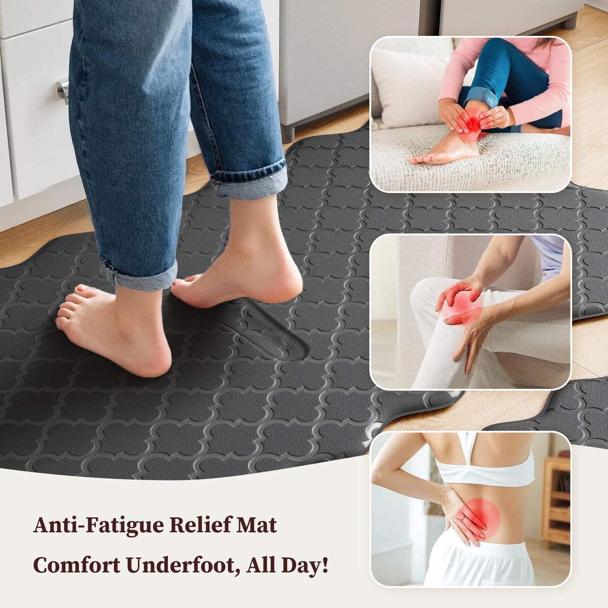 Arenarug waterproof anti-fatigue kitchen mat, 0.4-inch thick, ideal for standing tasks.