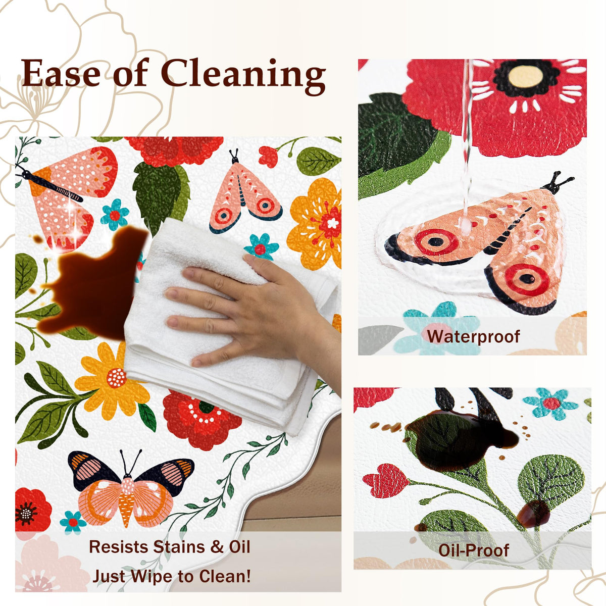 Arenarug waterproof surface resists spills and cleans easily with a quick wipe.