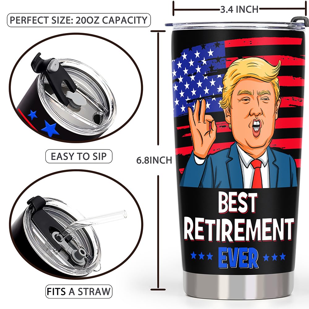 AREOK retirement tumbler on a road trip, ready for travel use.