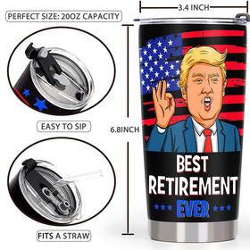 AREOK retirement tumbler on a road trip, ready for travel use.