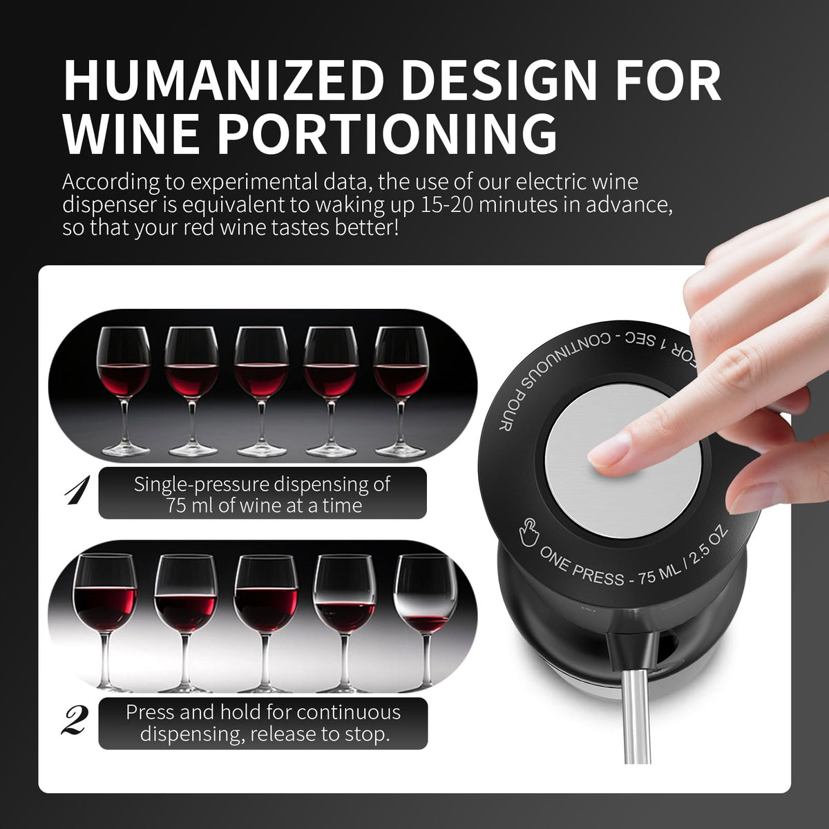AREYCVK electric wine decanter in action during operation