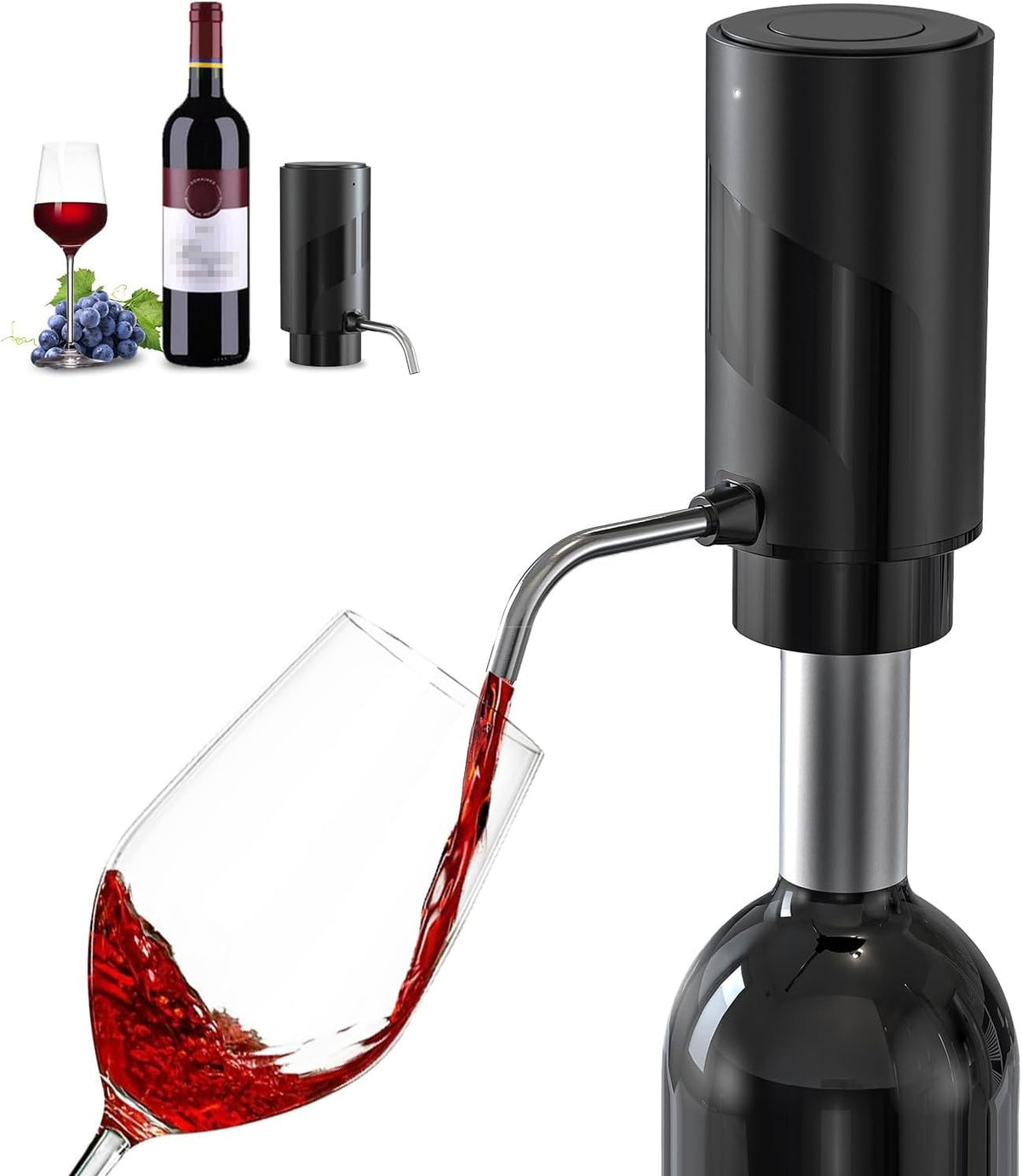 AREYCVK wine aerator in action dispensing wine automatically for smoother flavor.