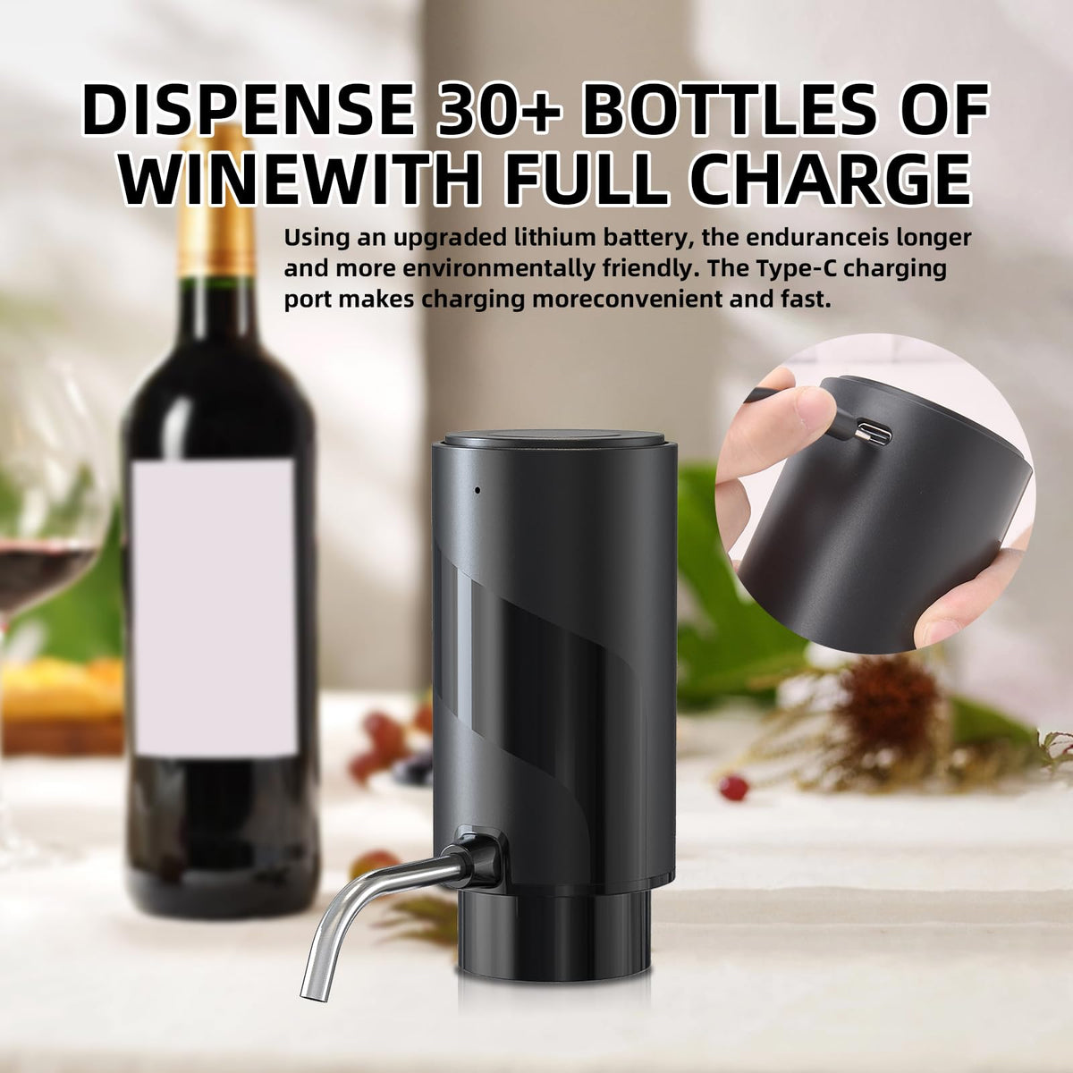 AREYCVK wine aerator sobering hole speeds up aeration and separation.