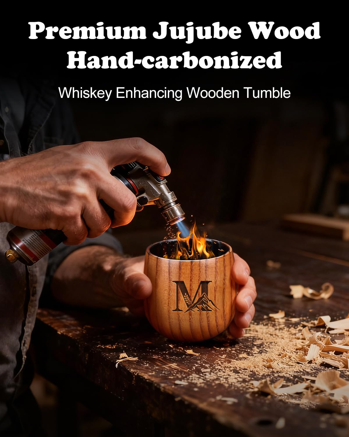 Argefkeen 10-ounce wooden whiskey tumbler ideal for bourbon