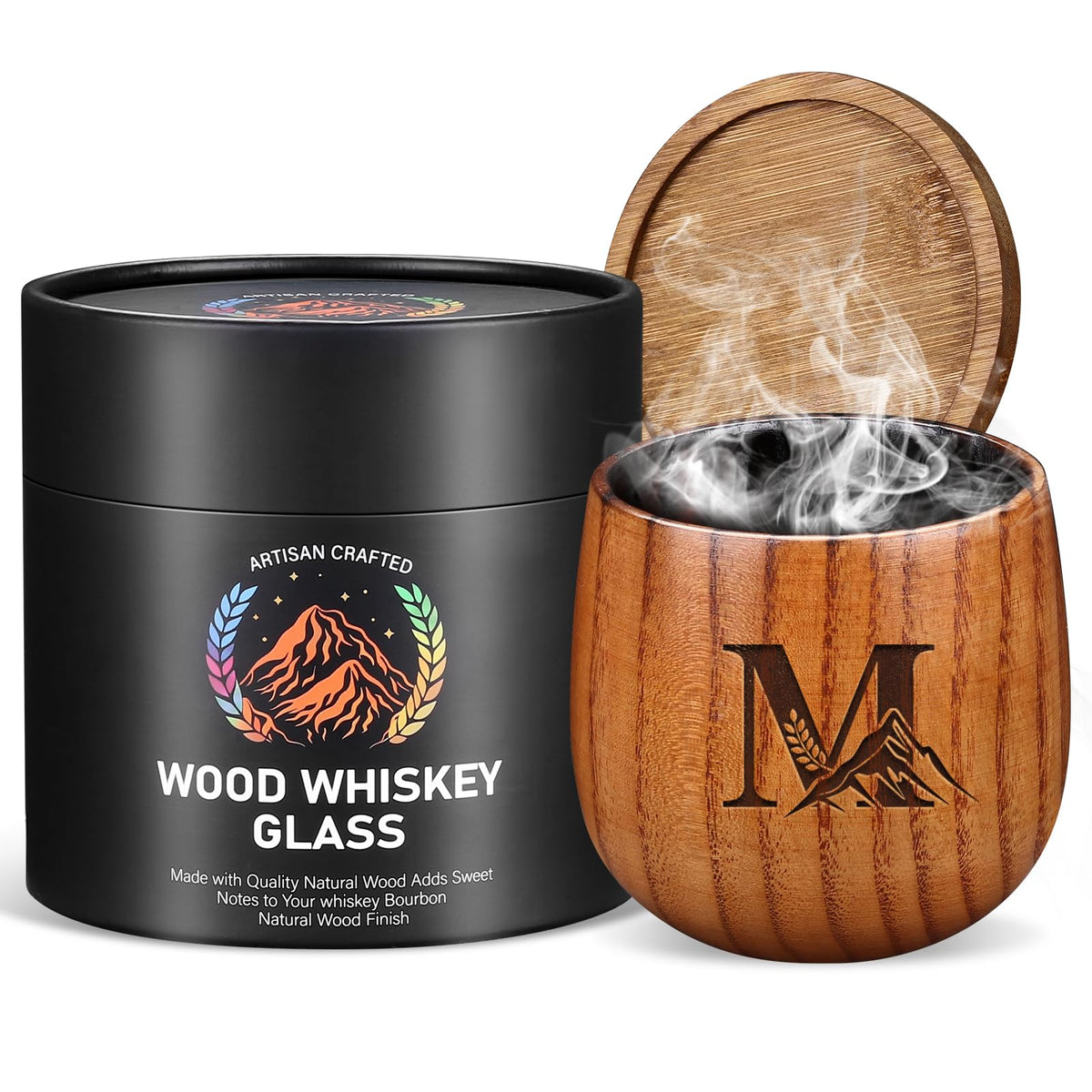 Argefkeen charred wooden whiskey glass top view for refined sipping