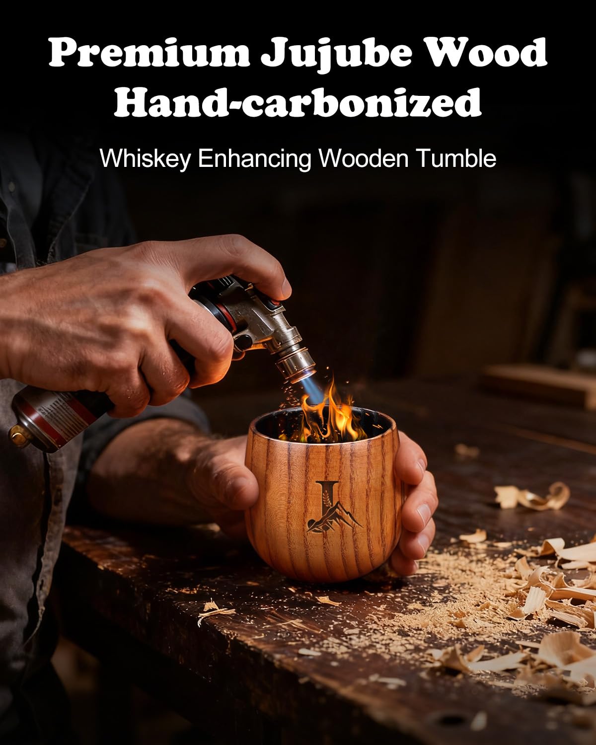 Argefkeen wooden whiskey cup with ergonomic shape for a comfortable grip