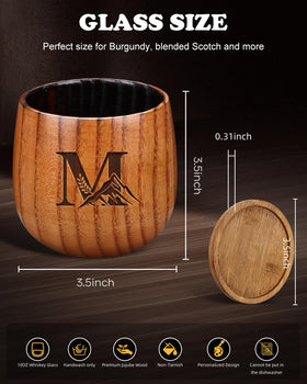 Argefkeen hand carved wooden whiskey glass side angle with comfortable grip