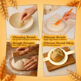 ARHY Sourdough Starter Kit round rattan banneton for even proofing