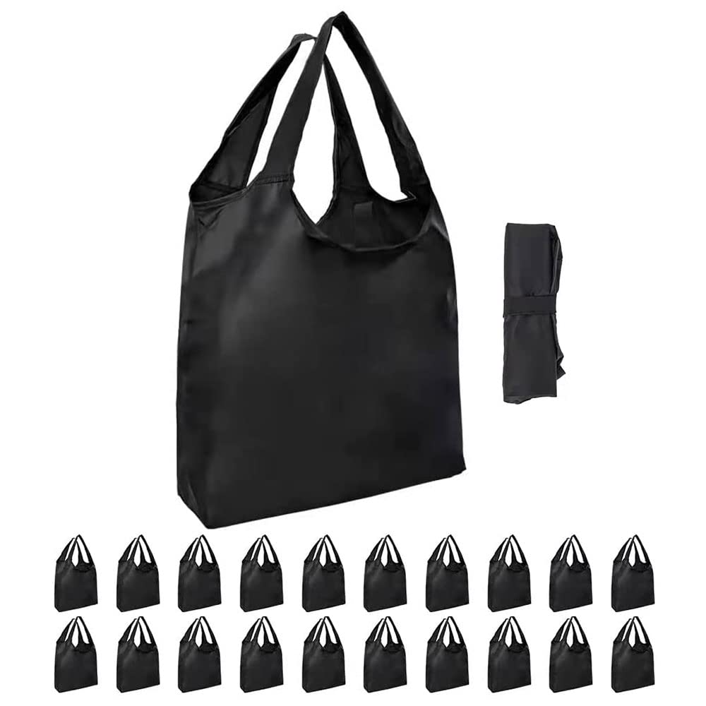 Aricsen 20-pack foldable grocery bags folded compactly for space-saving storage.