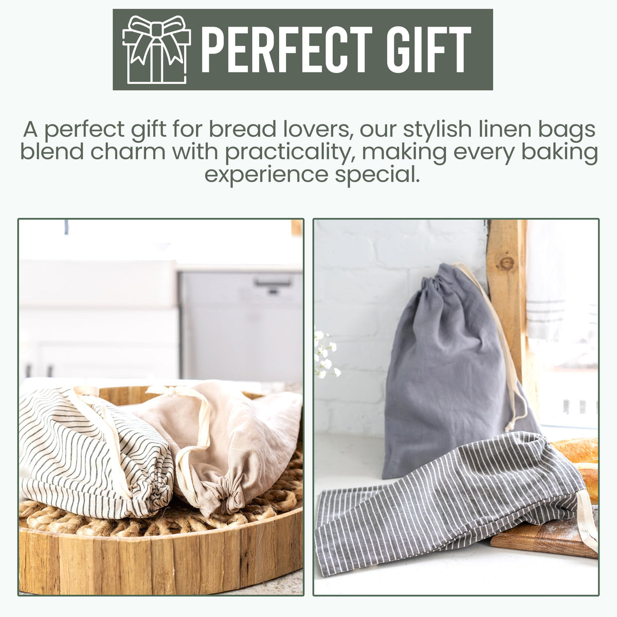 Gift-ready Ark & Aron bread bags ideal for bakers and sustainable kitchens.