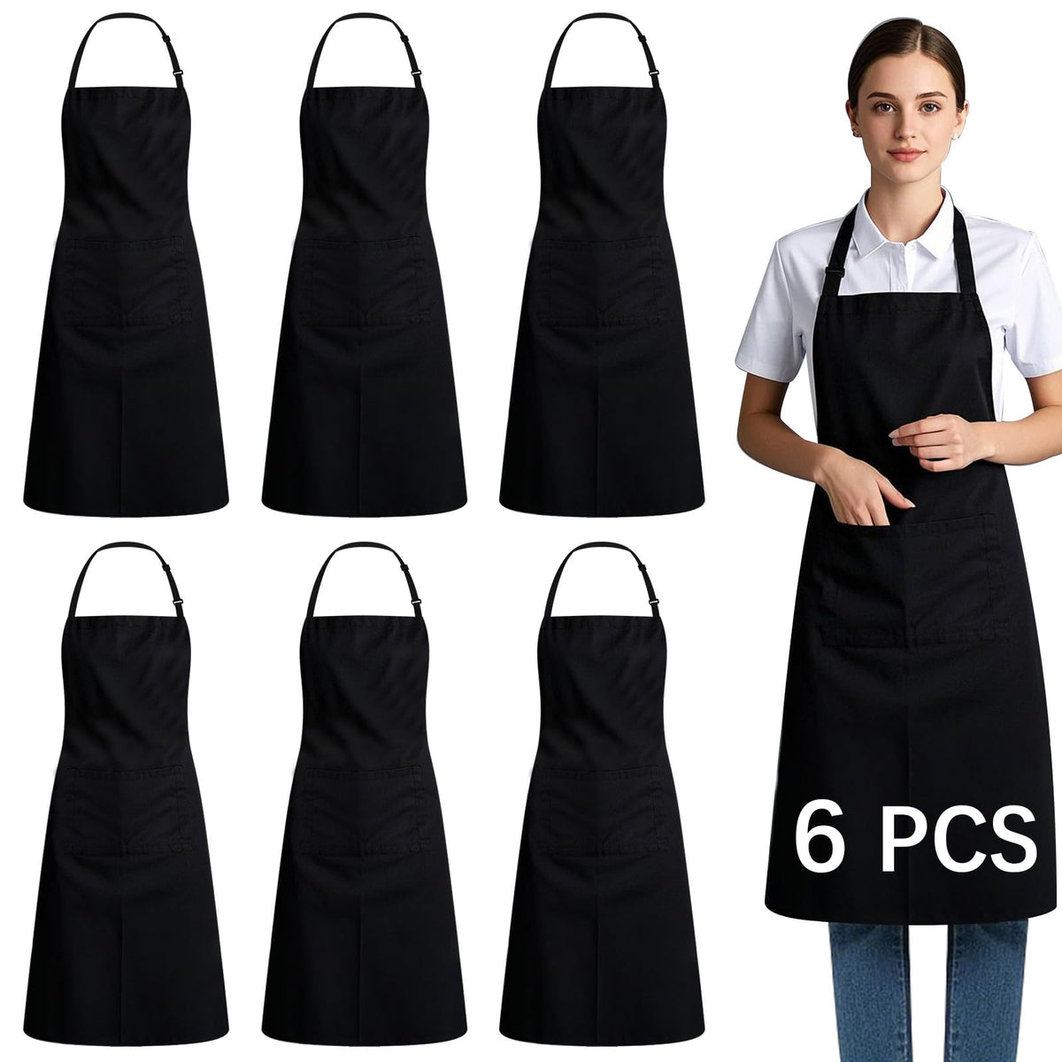 ARKBAODAN bib apron with six pockets keeps tools within reach