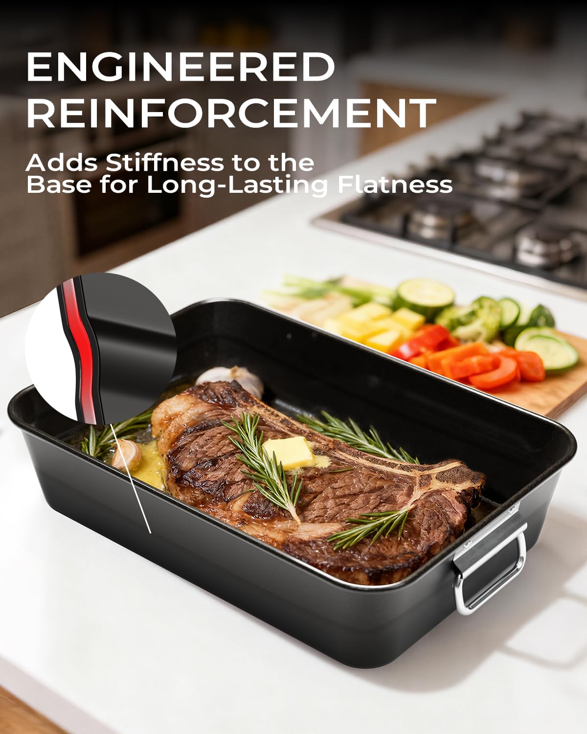 Armorbear carbon steel roaster in 16x11 size for large holiday meals.