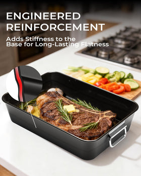 Armorbear carbon steel roaster in 16x11 size for large holiday meals.