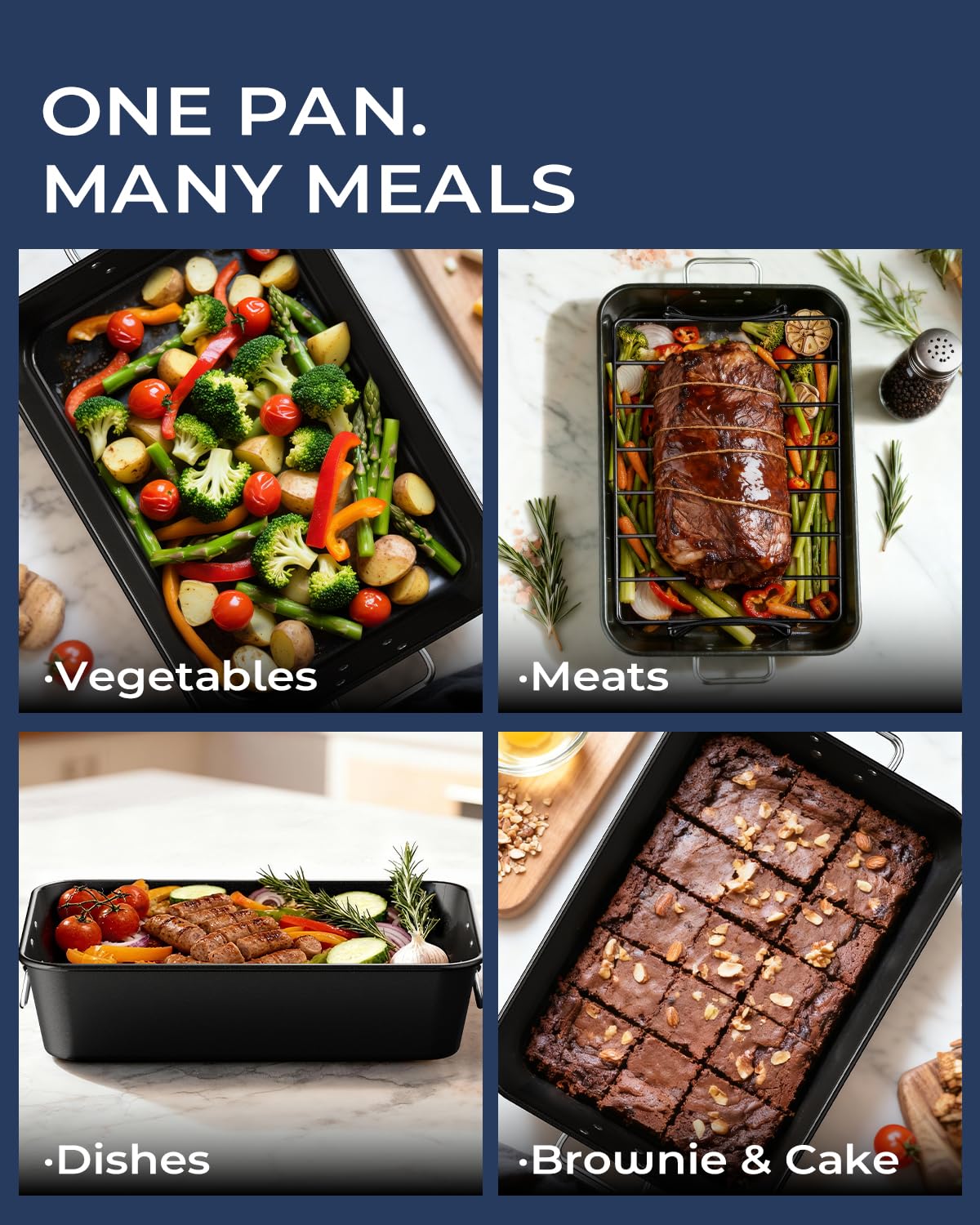 Armorbear dishwasher-safe roasting pan for quick, convenient cleaning.