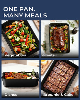 Armorbear dishwasher-safe roasting pan for quick, convenient cleaning.