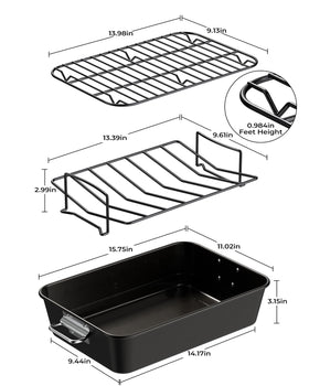 Armorbear dual-racks roasting pan enhances airflow for juicy meat and versatile baking.