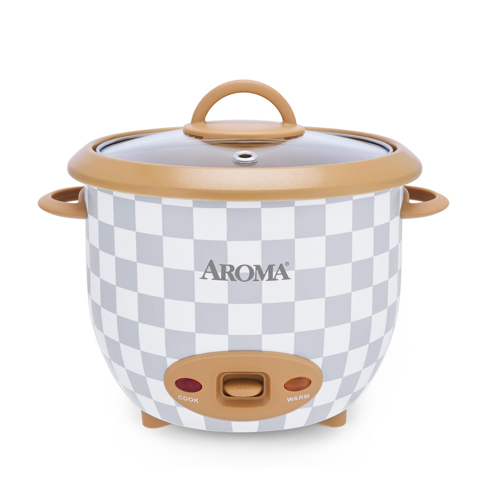 AROMA 6-Cup pot-style rice cooker with PFAS-free CoreCoat ceramic surface for simple meals