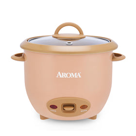AROMA 6-Cup pot-style rice cooker with CoreCoat inner pot for easy cleaning.