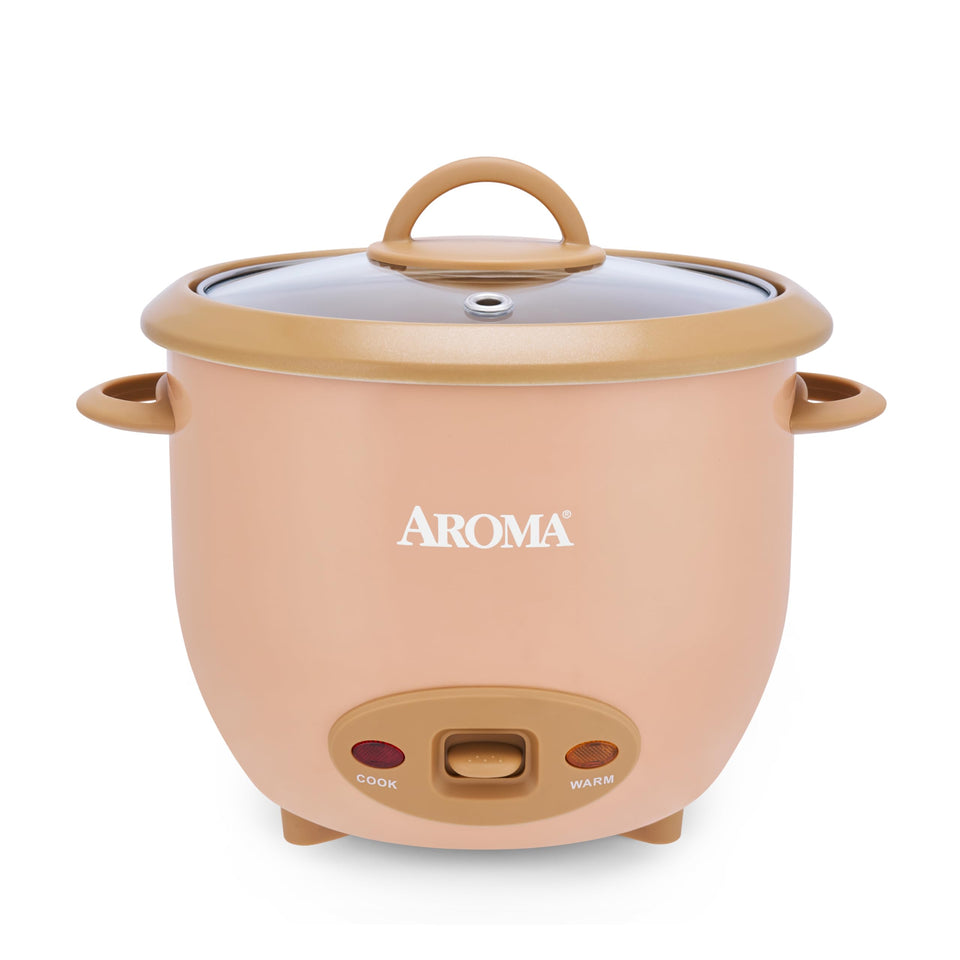 AROMA 6-Cup pot-style rice cooker with CoreCoat inner pot for easy cleaning.