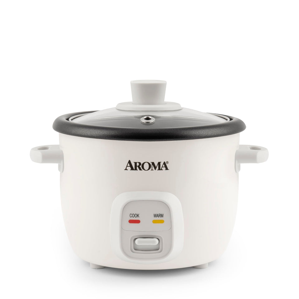 AROMA ARC-302NG top view shows compact rice cooker perfect for small kitchens and easy prep