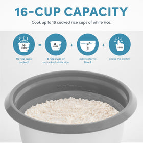 AROMA ARC-368NG measuring cup and water lines enable precise portions.