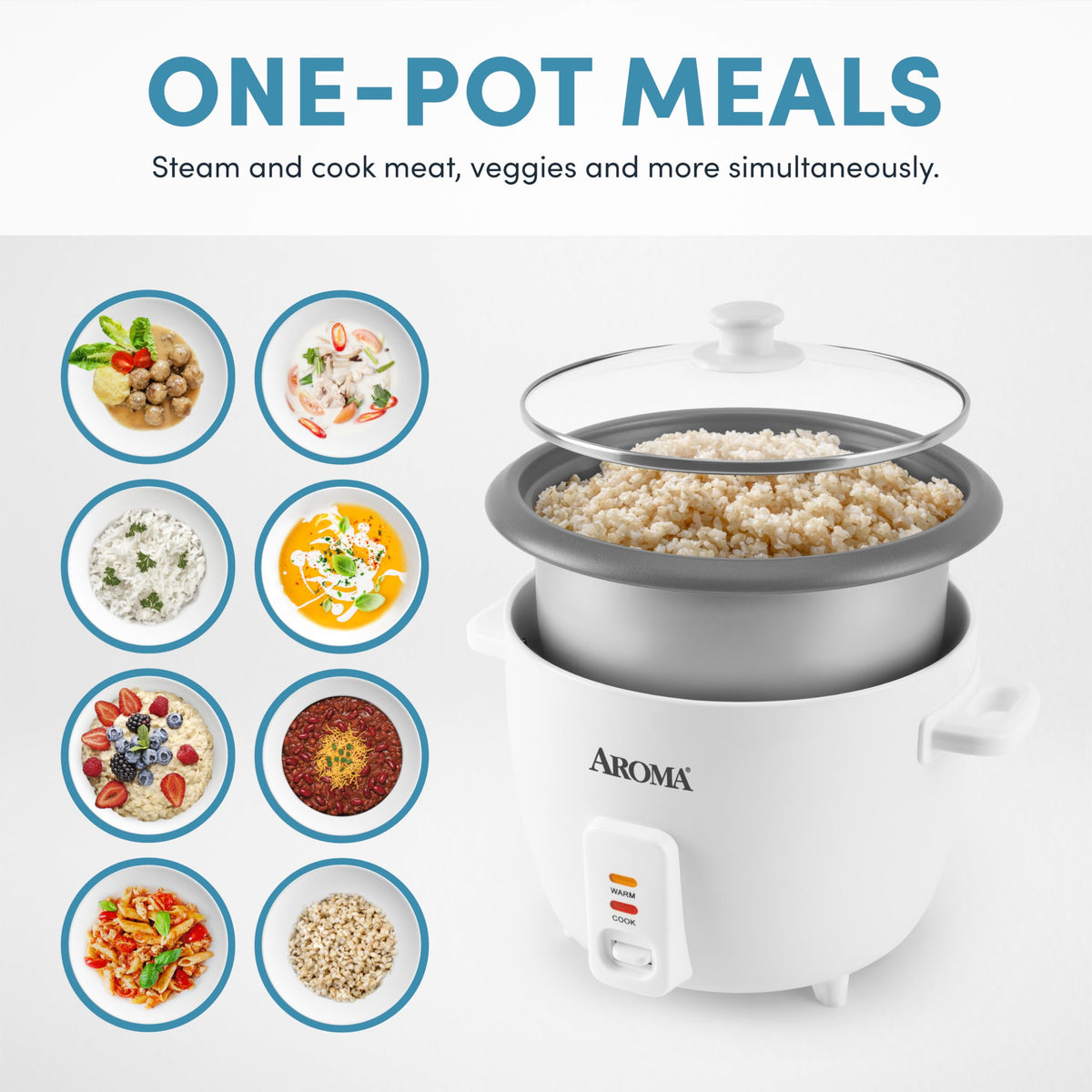 AROMA ARC-368NG one-touch control panel simplifies meal prep.