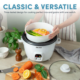 AROMA ARC-390NGP keep-warm indicator shows when rice is ready.