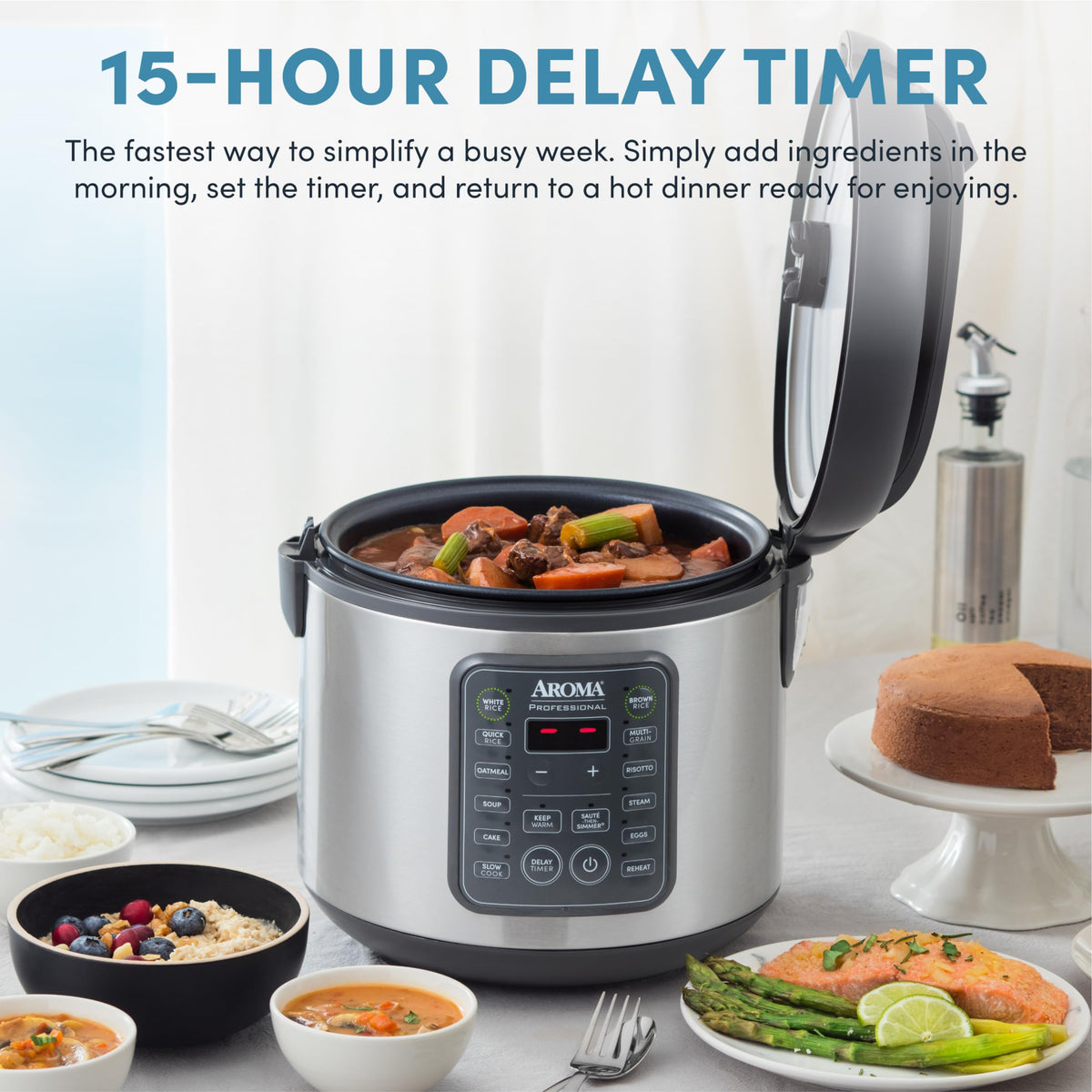 AROMA ARC-5200SG steam basket under the lid enables simultaneous steaming