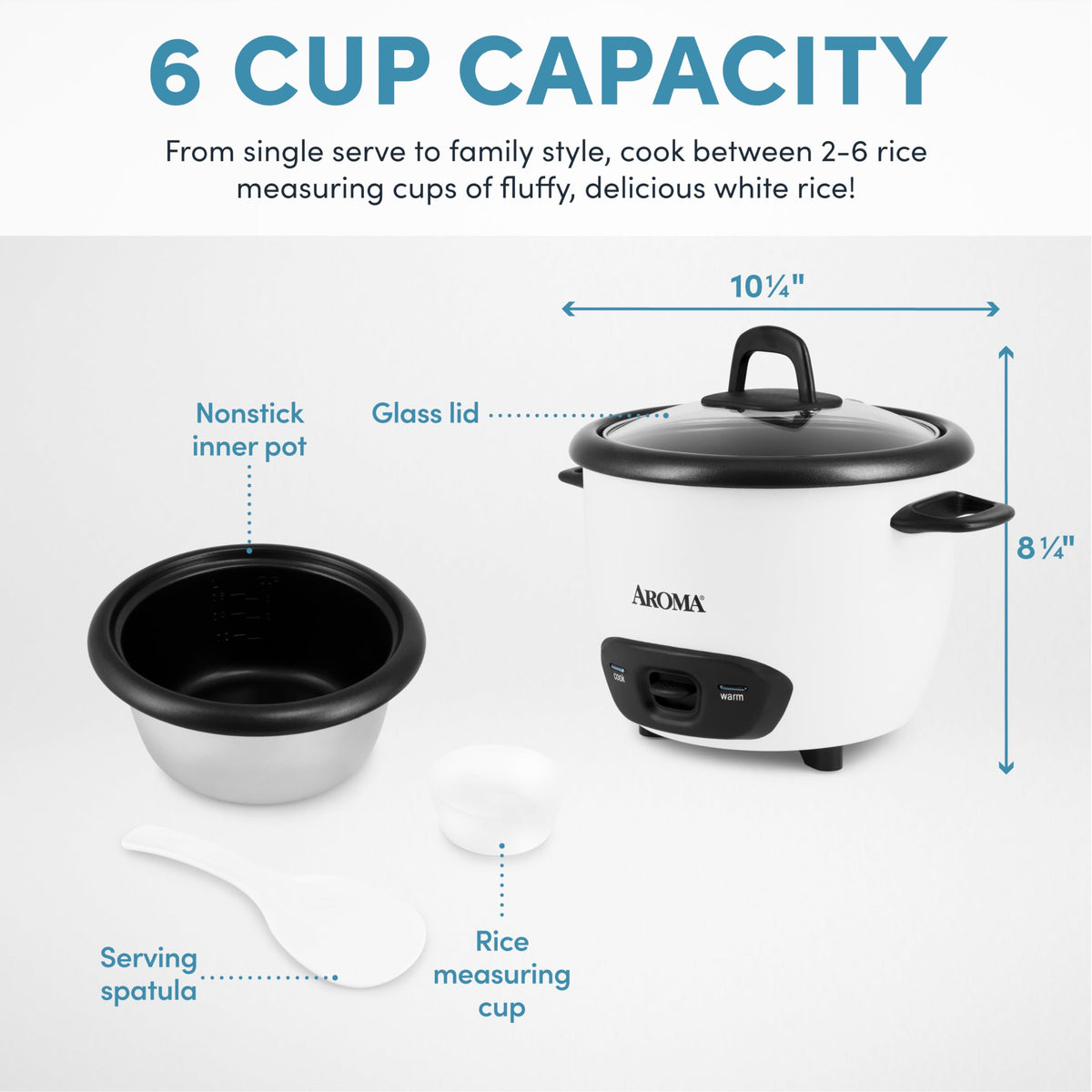 AROMA ARC-743G full-view tempered glass lid, clear view during cooking.