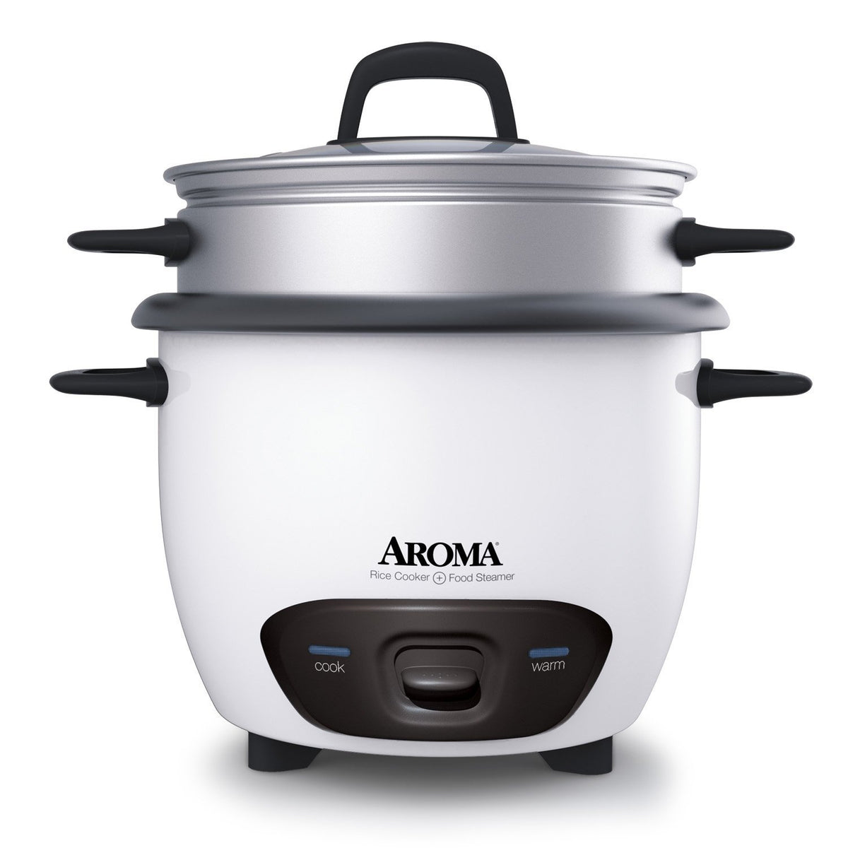 AROMA ARC-747-1NG rice cooker on counter with a simple one-touch operation.