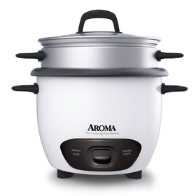 AROMA ARC-747-1NG rice cooker on counter with a simple one-touch operation.